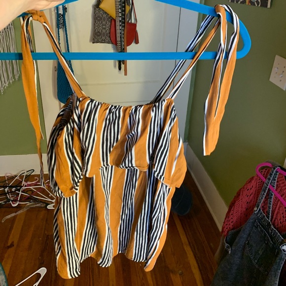 Striped Tank with Tie Straps - Picture 2 of 3